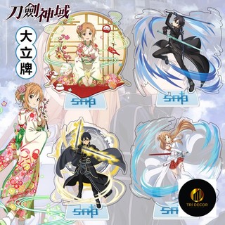 Mô hình Standee Sword Art Online SAO Kirito Asuna để bàn tượng nhựa acrylic trong suốt Phụ kiện trang trí