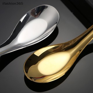 Muỗng Múc Cơm Bằng Thép Không Gỉ 304 Đế Phẳng Tráng Gương Màu Vàng / Bạc vn ifashion365
