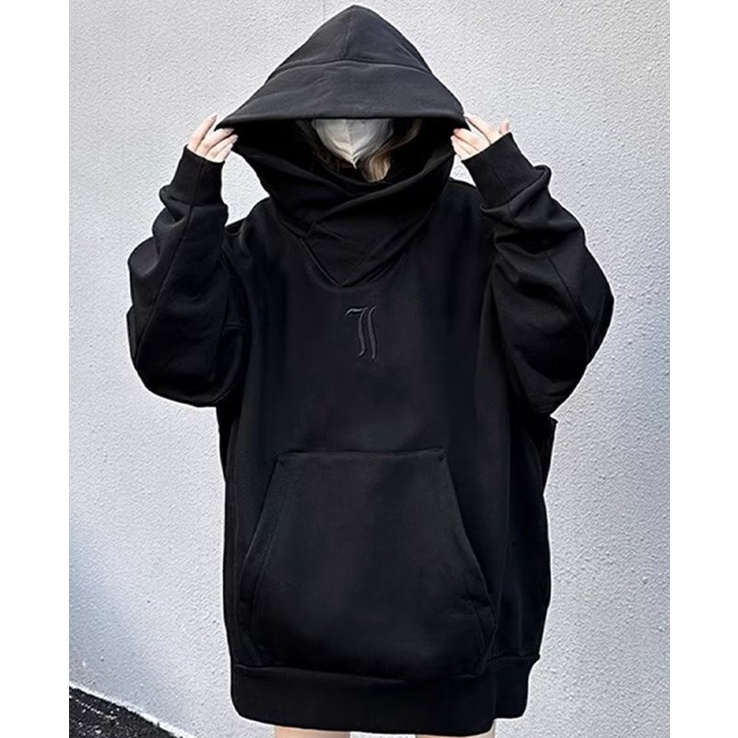 Đen Áo Khoác Hoodie Cổ Lọ Thời Trang Xuân Thu Cho Nam