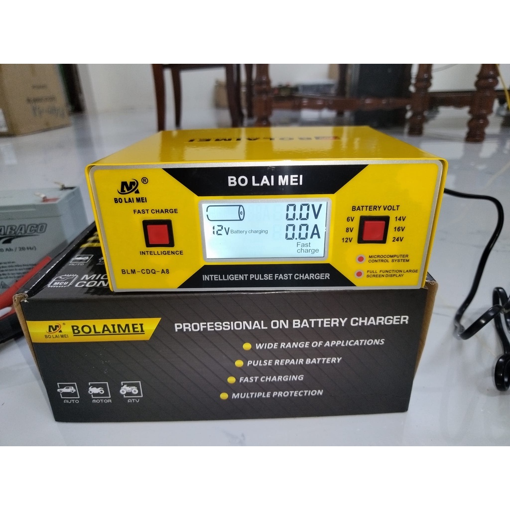 Bộ Sạc Thông Minh Siêu Sạc Acquy 6v-8V-12V-14V-16-24v-Máy sạc bình Ắc quy 6 chệ độ- BLM-CDQ-A8