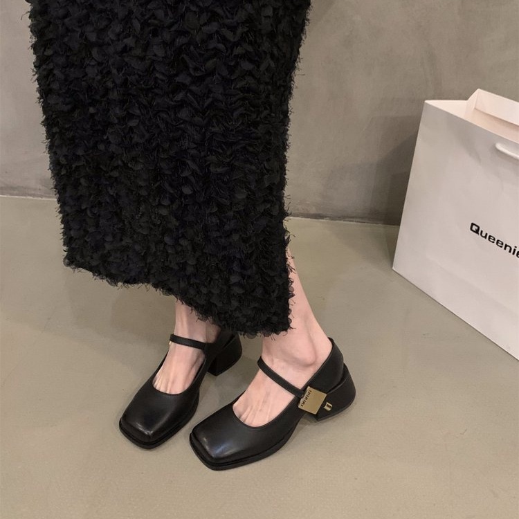 Giày Da pu Gót Thấp Mũi Vuông Phong Cách Anh Quốc Cổ Điển Thời Trang Cho Nữ