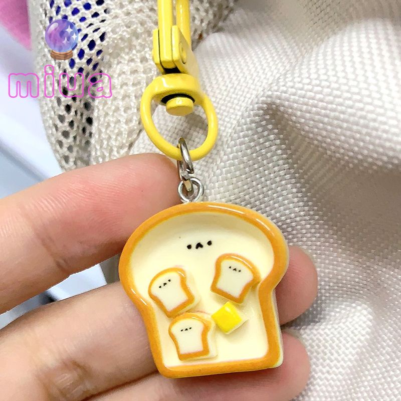 Miua🔮Móc Khóa Trang Trí Ba Lô / Túi Xách Hình Bánh Mì Trứng / Chuối Hoạt Hình Sáng Tạo Dễ Thương
