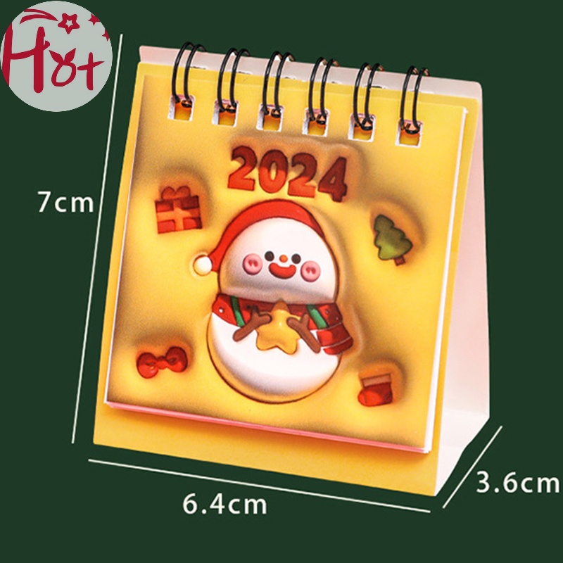Lịch Để Bàn mini Họa Tiết Hoạt Hình 3d Dễ Thương jr 2024 christmas mini jr 2024