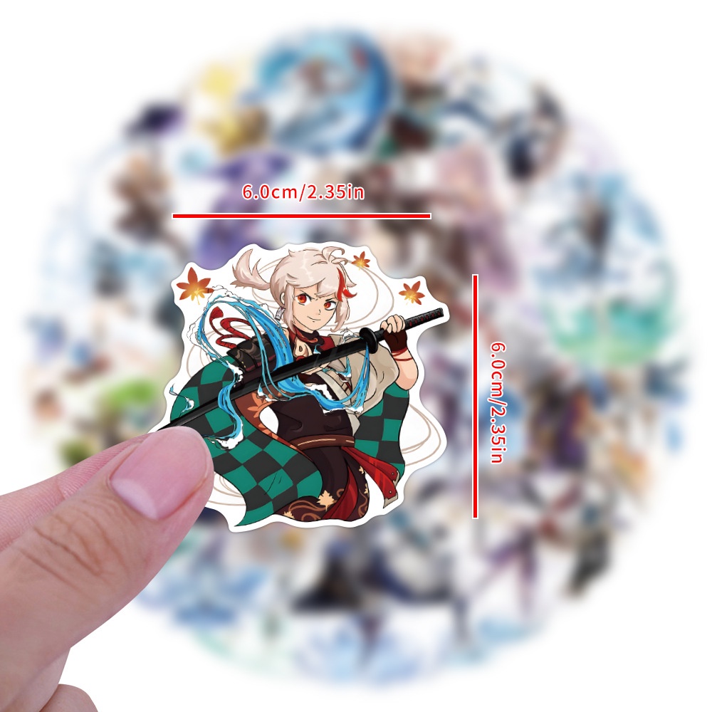 50 Miếng Dán Trang Trí Mũ Bảo Hiểm / Bút Chì Chống Thấm Nước Mẫu Mới Phong Cách game genshin diluc albedo graffiti