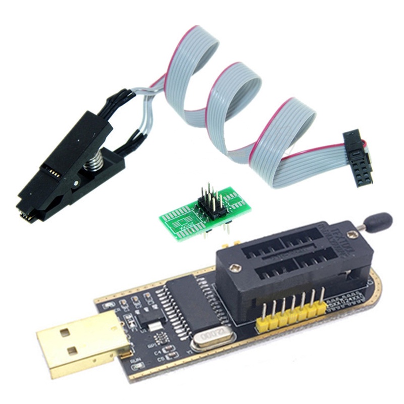 CH341A 24 25 Series EEPROM Flash BIOS Mô-đun lập trình USB + Kẹp kiểm tra SOP8 + Bộ chuyển đổi 1.8V 
