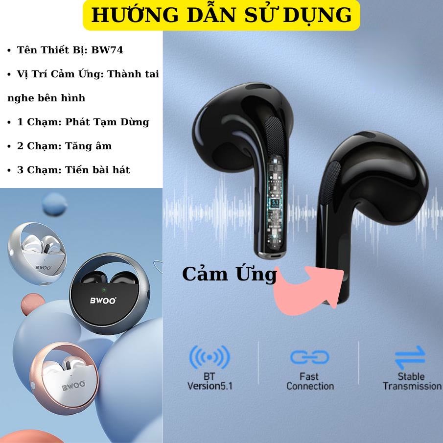 Tai nghe Bluetooth BWOO không dây Cao cấp hợp kim nhôm pin trâu Mic chống ồn JUDI