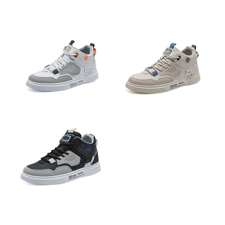 Giày Thể Thao Vải canvas Cổ Cao Thoáng Khí Thời Trang Mùa Thu Mới Cho Nam