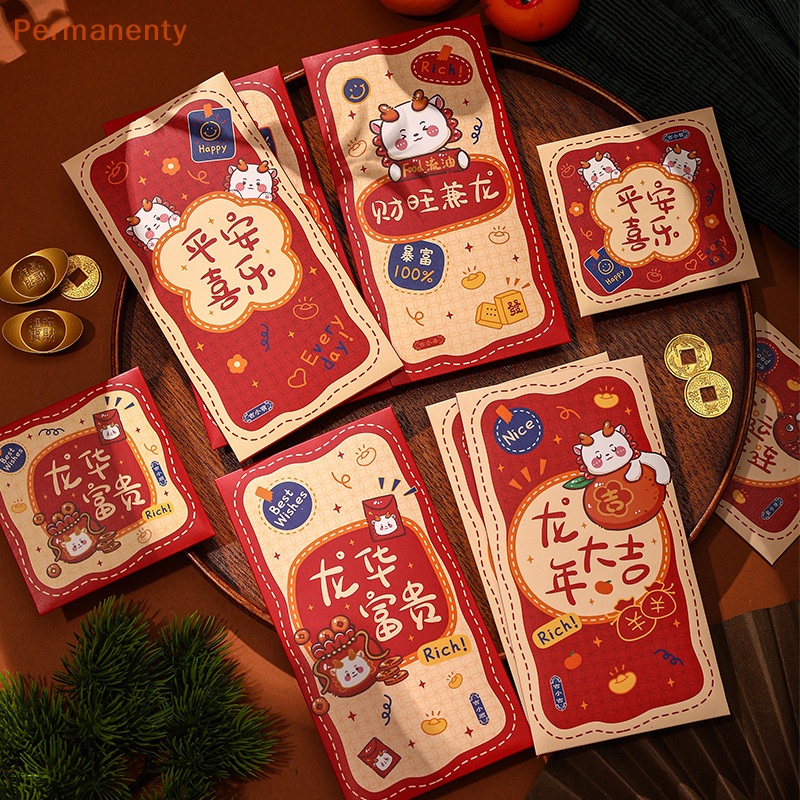 Set 6 bao Lì Xì Đỏ May Mắn Cho Năm Mới Phong Cách Trung Hoa