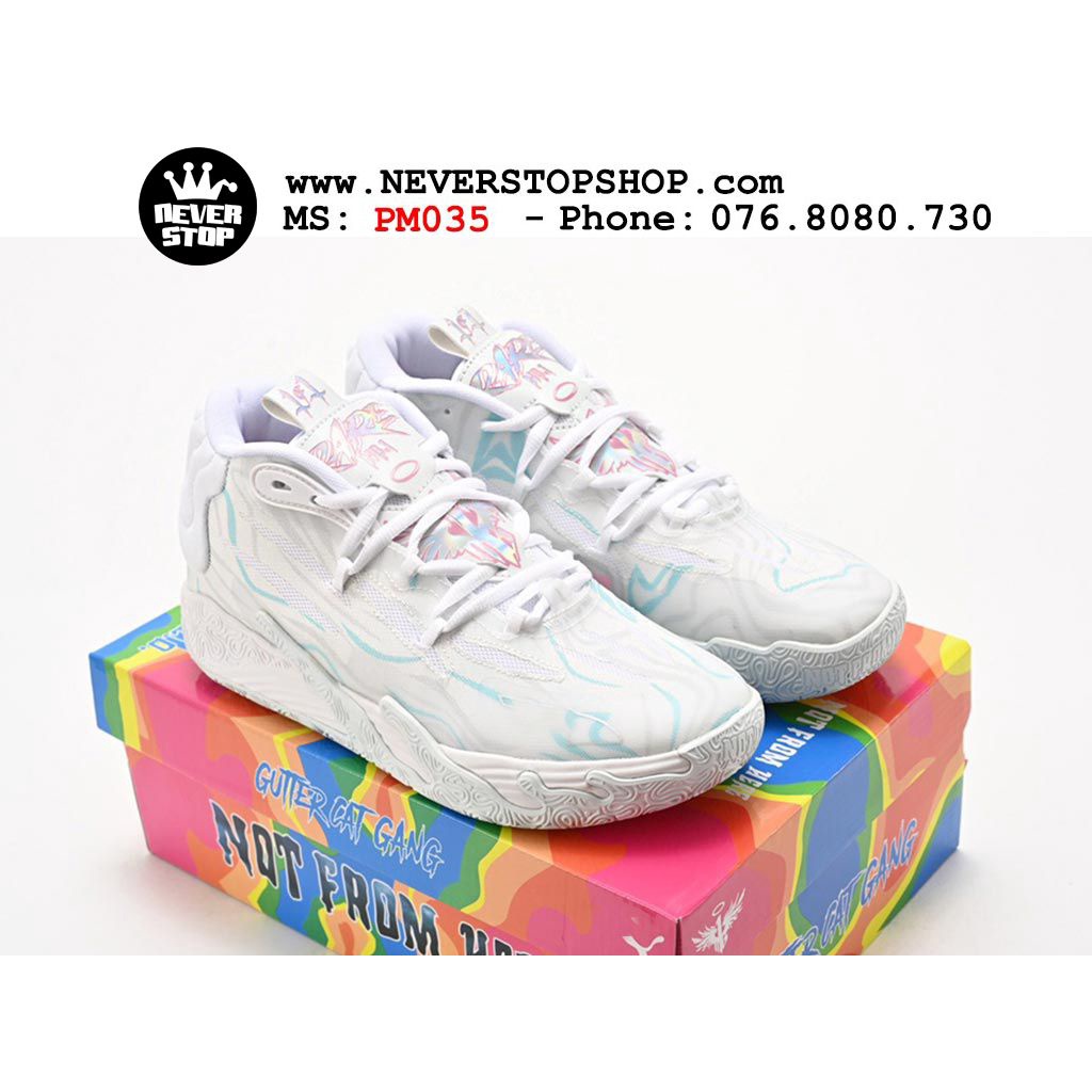 Giày bóng rổ PM MB 03 WHITE MARBLE mẫu mới, đế bám sân chuyên chơi indoor outdoor  | NeverStopShop.com