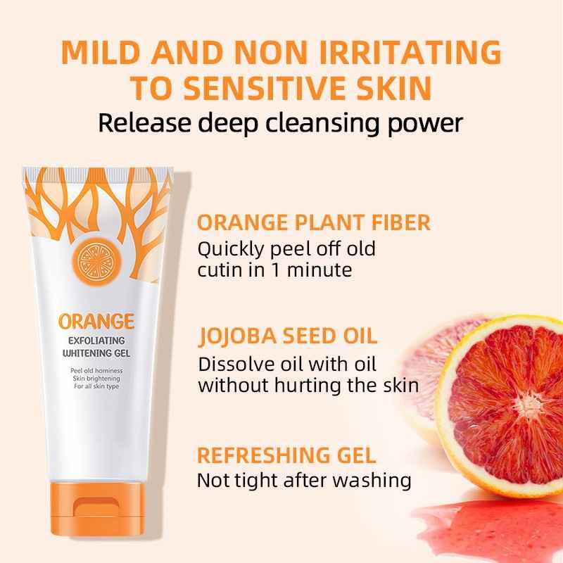 Mua 1 tặng 1 Gel tẩy tế bào chết màu cam Tẩy tế bào chết toàn thân Loại bỏ mụn đầu đen 50g Cleaner Face Peel/gluta Kem dưỡng trắng da lười AUBESSSTORE