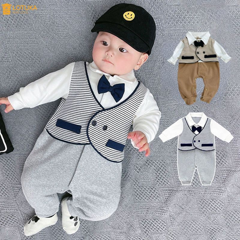 Bodysuit Công Tử Đính Nơ Giả Vest Lót Lông Nhung Ấm Áp Cho Bé, Body Dài Tay LOTUKA, Quần Áo Trẻ Em, Bộ Size 3-12kg