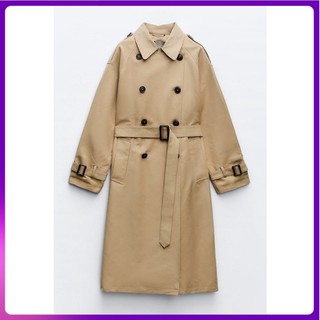 Zara áo khoác nữ dài tay cổ bẻ form dài thời trang hàn3918221