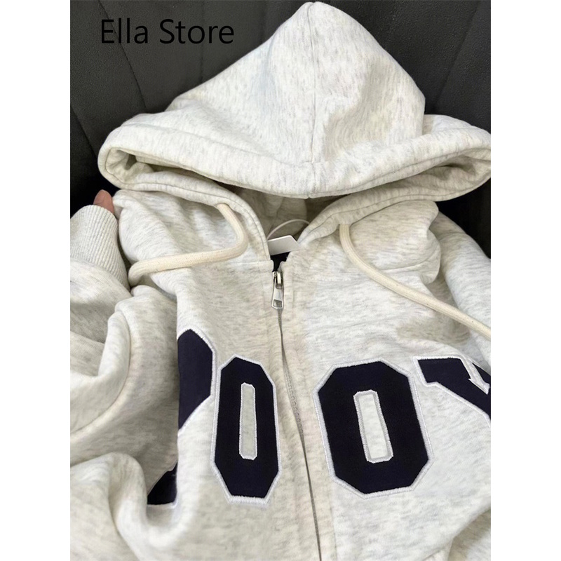 Ella Store Áo Khoác hoodie áo khoác nữ zip hoodie Thanh lịch Korean INS Durable WWY2393GO4 50Z231216