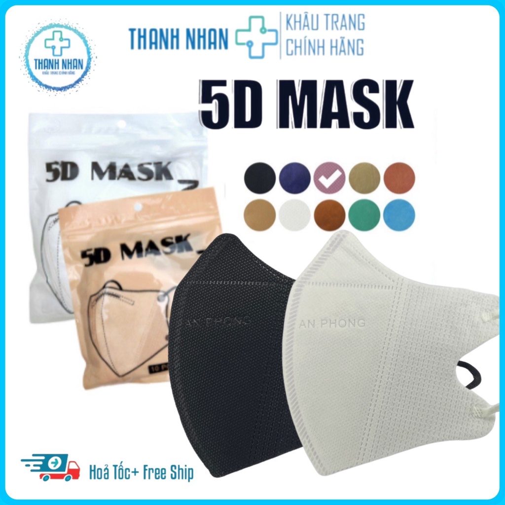 Khẩu trang 5D Tấn Phát 3 Lớp Dày Dặn, Chống Bụi Mịn, Chống Nắng, Quai Mềm