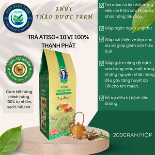 Trà atiso+ 10 vị 100% thảo mộc tự nhiên gói 200gr giúp thanh lọc cơ thể tốt cho gan thận mật