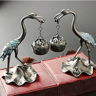  【Hot 1 Lư đỉnh đốt hương trầm hình hồng hạc vừa đốt trầm- Lư xông trầm hương đốt hương vòng bằng đồng 