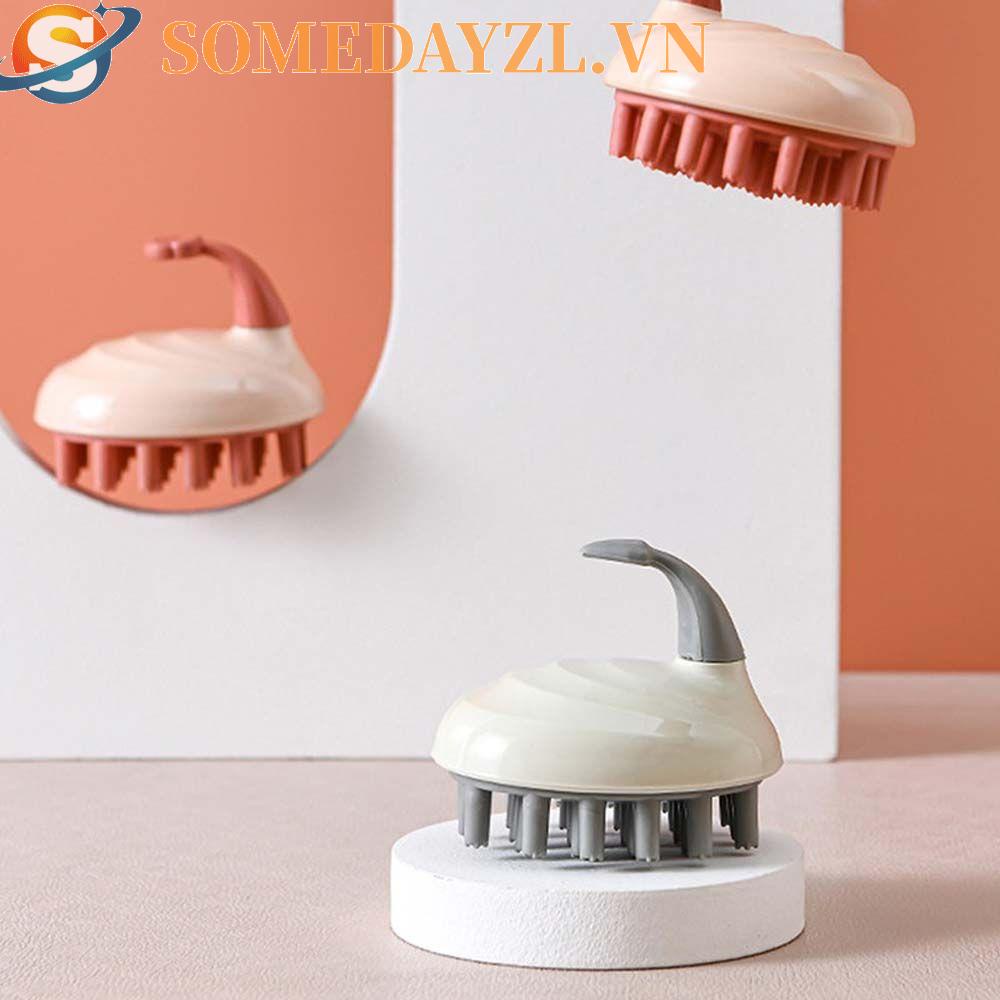 Lược Silicone Mát Xa Da Đầu Chống Thấm Nước Có Tay Cầm Tiện Dụng