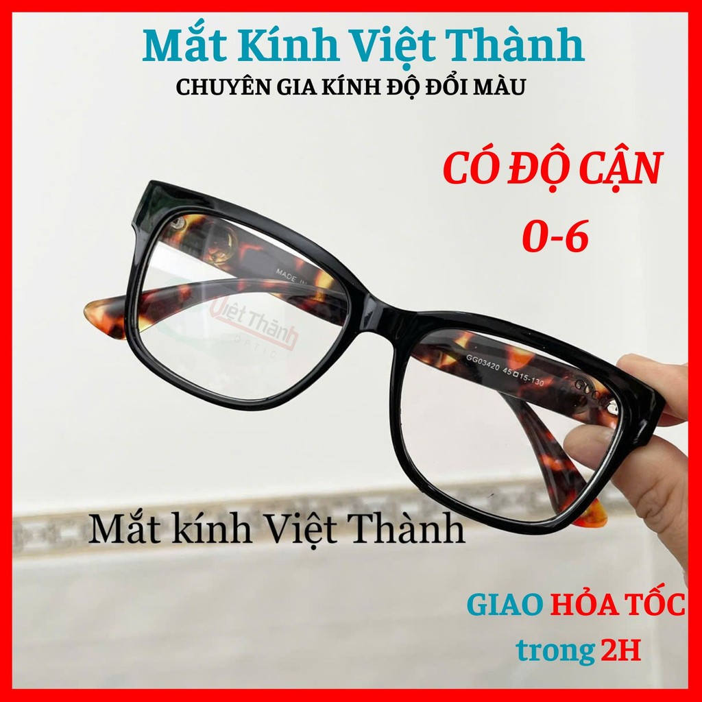 N420 Gọng Nhựa có độ sẵn 0-6 độ dáng vuông bầu chân bản to thời trang