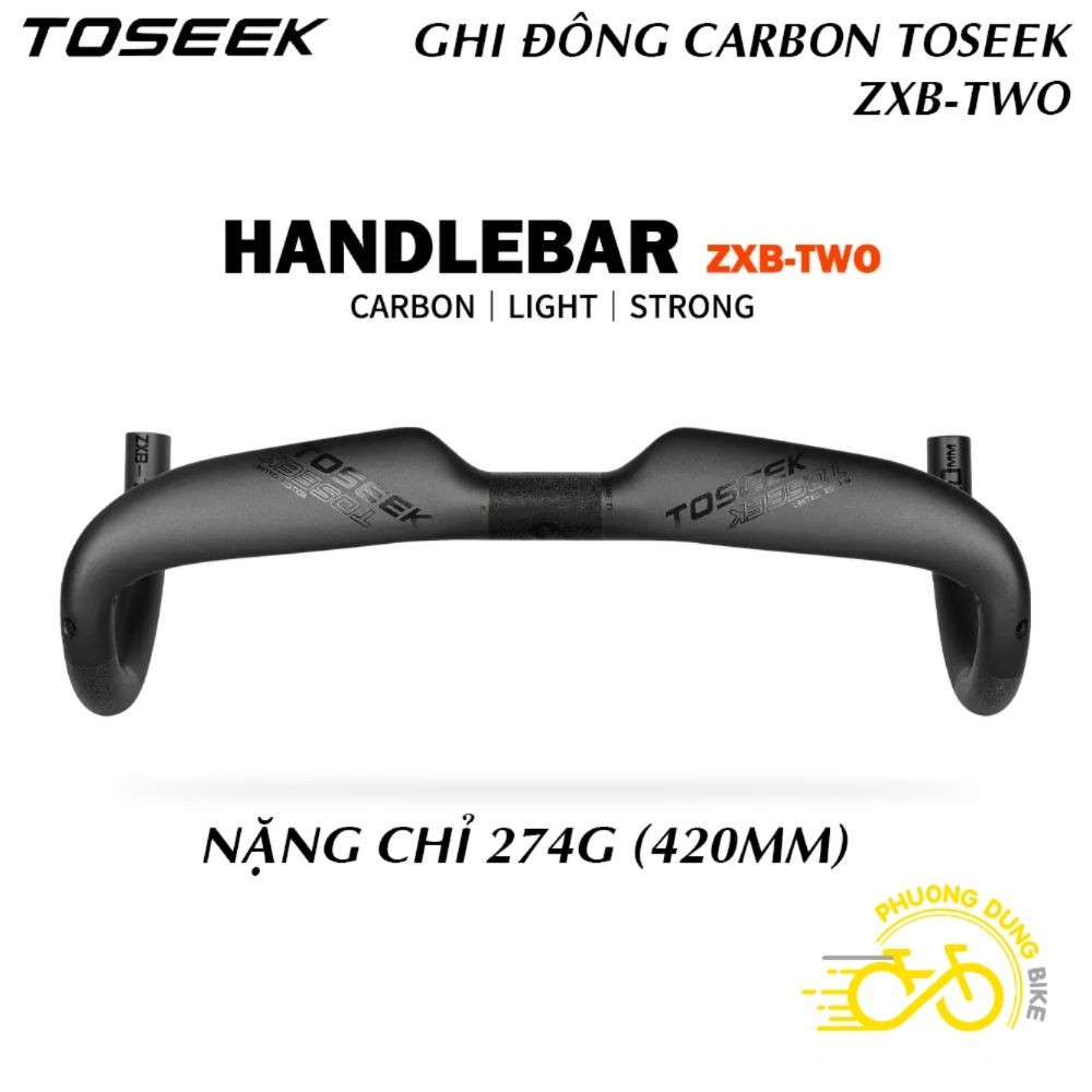 Ghi đông cong dẹp xe đạp road Carbon TOSEEK ZXB-TWO 400 / 420 x 31.8mm