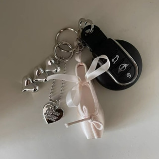 Hàn Quốc Y2K Bạc Trái Tim Điện Thoại Mặt Dây Xích Dễ Thương Quyến Rũ Móc Chìa Khóa Cho Túi iPhone Phụ Kiện Dễ Thương Cho Điện Thoại Túi Máy Ảnh