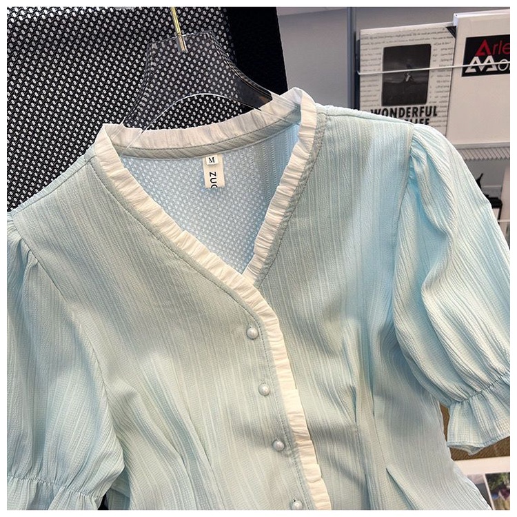 Áo Sơ Mi chiffon Tay Ngắn Cổ Chữ v Thời Trang Mùa Hè Dành Cho Nữ