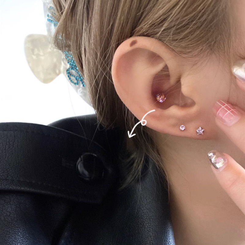 We flower Khuyên Tai Quả Cầu Pha Lê Hồng 3mm Không Gây Dị Ứng Thanh Lịch Cho Nữ