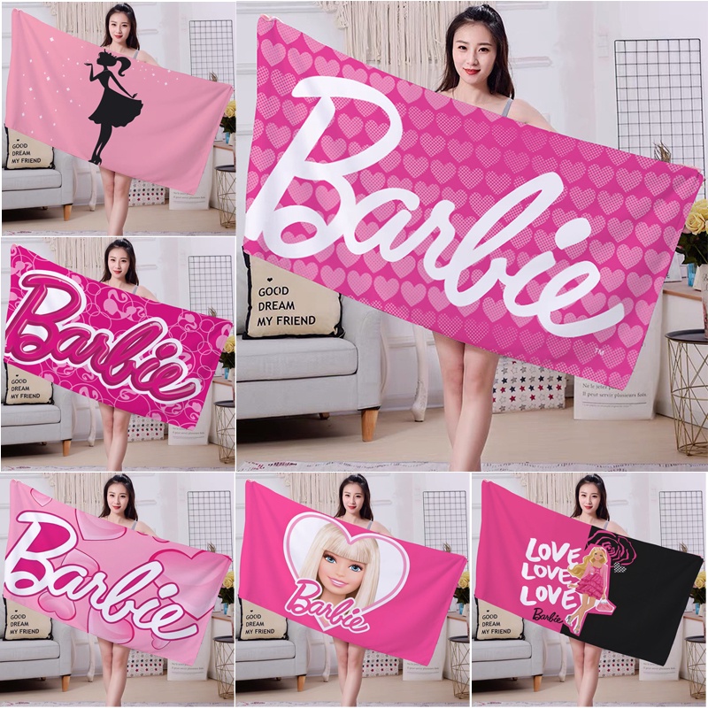 Khăn Barbie màu hồng Khăn đi biển In một mặt Mềm thấm vải Terry Khăn tắm Cuộc sống gia đình Đồ dùng 