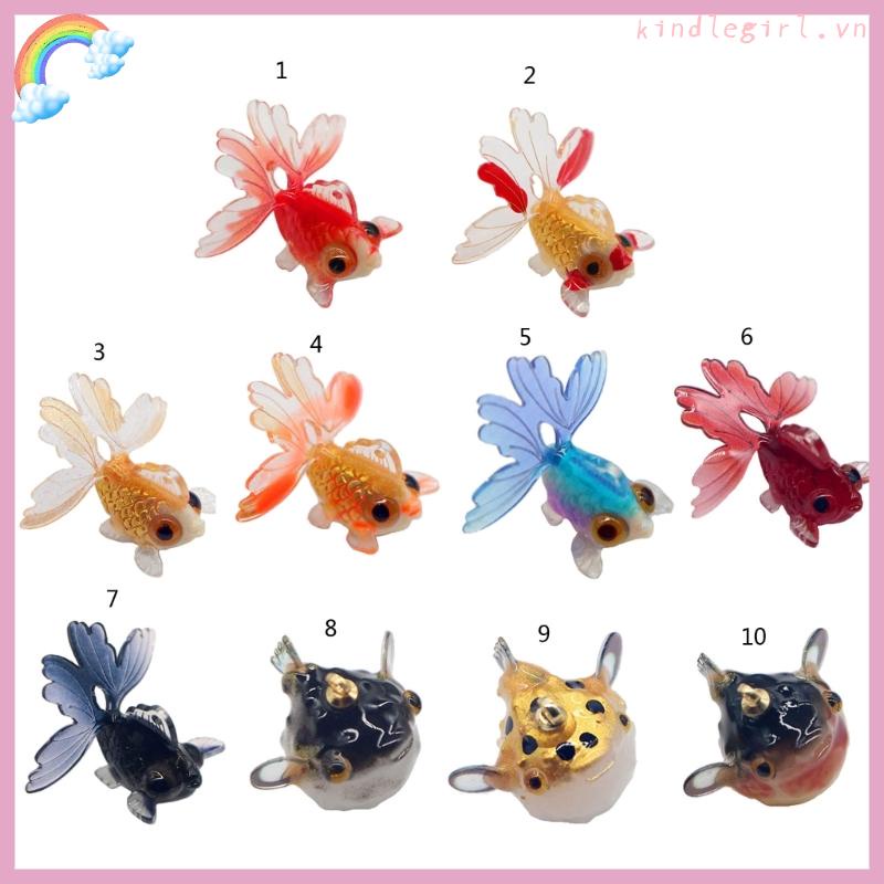 Set 5 Mặt Dây Chuyền Hình Cá Nhiều Màu Sắc Bằng Nhựa resin