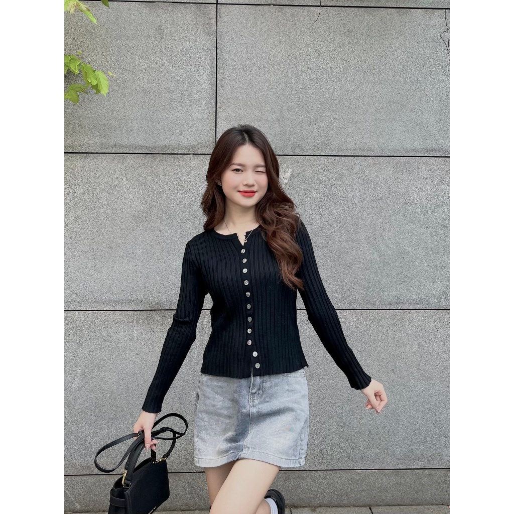 ÁO LEN GÂN tăm cúc nhỏ dọc - . - Aolen10029_P2K4