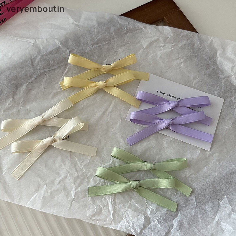 Bộ 2 Kẹp Tóc Nơ Ruy Băng Ngọt Ngào Cho Nữ