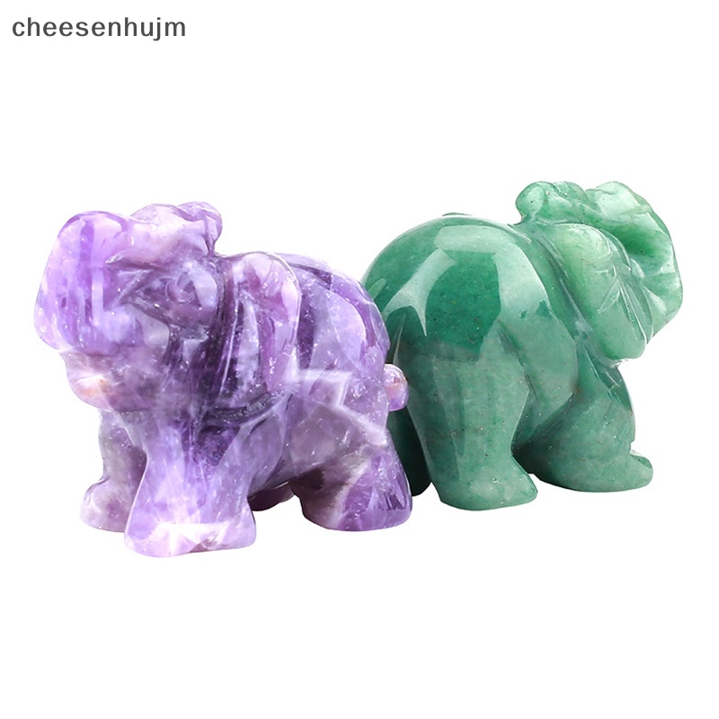 Cs Tượng Voi Bằng Pha Lê Tự Nhiên Thạch Anh Tím / Hoa Hồng / jasper