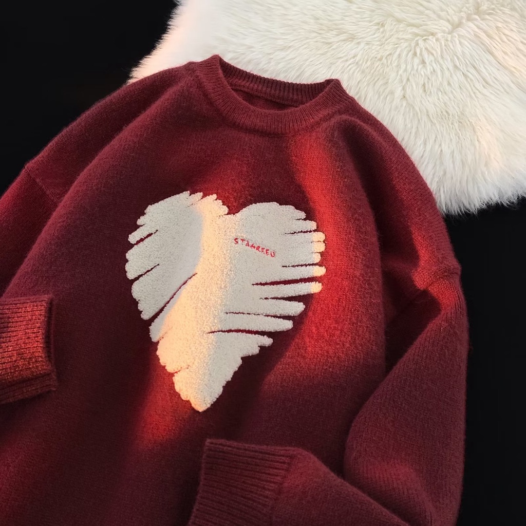 Áo sweater Dệt Kim Tay Dài Cổ Tròn Dáng Rộng Thời Trang Thu Đông Cho Nam Giới