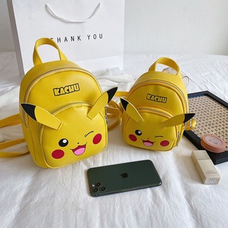 Pokemon small backpack kids Yellow bag handbag diagonal backpack Pikachu bag side diagonal backpack cute and fashionable Baby large capacity cartoon side shoulder bag