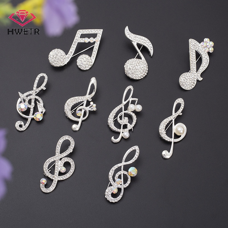 Ghim Cài Áo Hình Nốt Nhạc Đính Đá Thời Trang Cho Nữ Mới