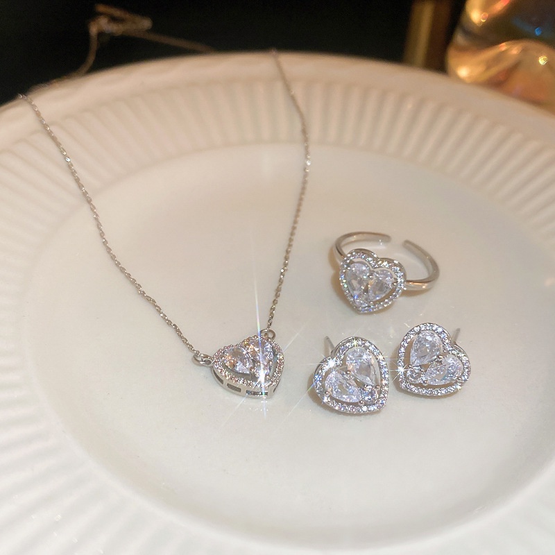 Bông Tai Kim Bạc Đính Đá zircon Hình Trái Tim Đơn Giản Thời Trang Cao Cấp Dễ Phối Đồ Cho Nữ