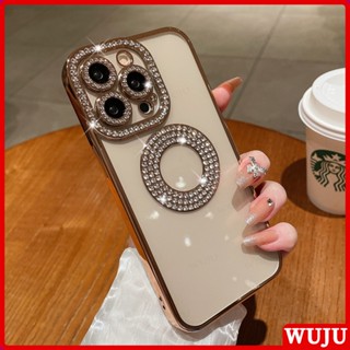  WUJU Ốp Điện Thoại Mềm Trong Suốt Đính Đá Lấp Lánh Chống Sốc Cho iphone 17 11 12 13 14 15 16 pro max Plus Air 