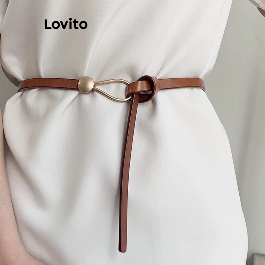 Thắt lưng Lovito thắt nút cột dây màu trơn thường ngày cho nữ L63AD240