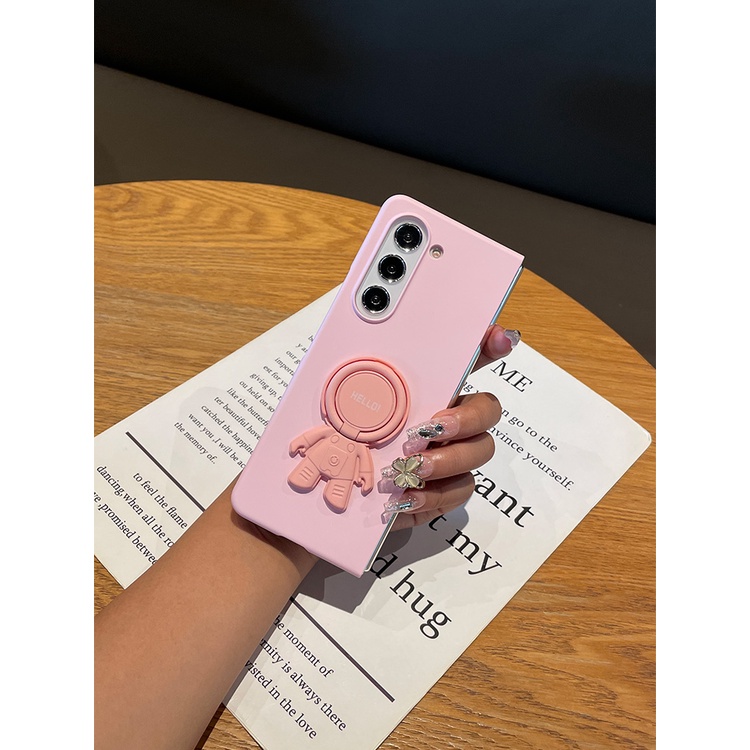 Ôp Điện Thoại Cứng Nhám Họa Tiết Phi Hành Gia Hoạt Hình Đáng Yêu Có Giá Đỡ Cho samsung galaxy z fold 5 4 3 2 5g Ốp