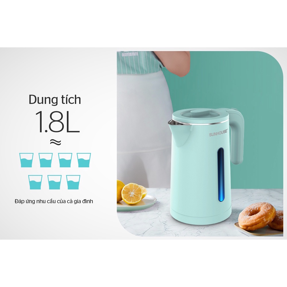 Ấm siêu tốc Inox 2 lớp 1.8L SUNHOUSE SHD1351