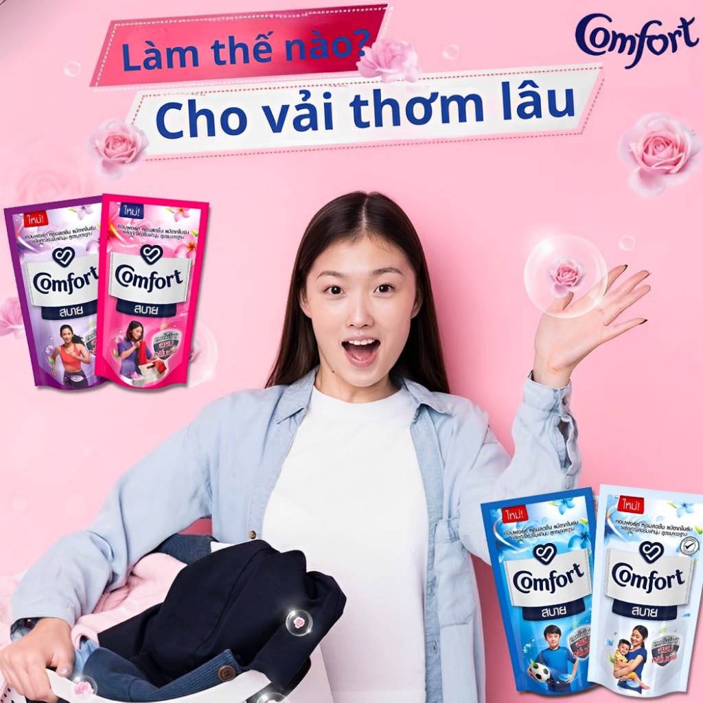 Nước Xả Vải Comfort Thái Lan Quần Áo Thơm Mát Lưu Hương Dài Lâu 500ml