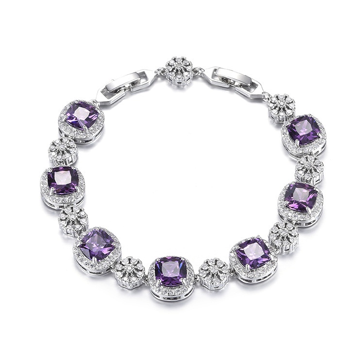 Vòng Tay Đính Đá zircon Hình Vuông Phong Cách Thời Trang Âu Mỹ