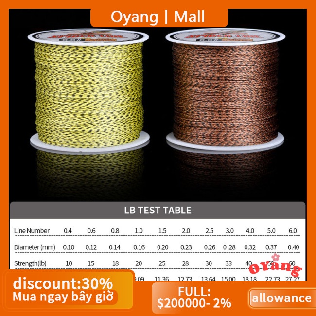 Cuộn Dây Câu Cá 300m 10-60lb 4 Sợi Siêu Mềm Vô Hình Chống Mài Mòn