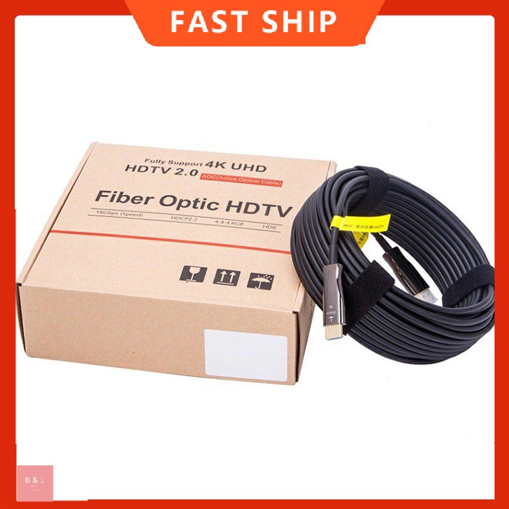 Cáp quang 20m Cáp dữ liệu sợi tương thích HDMI Hỗ trợ dây độ nét cao 2.0 4K@60hz BB Dây độ nét cao