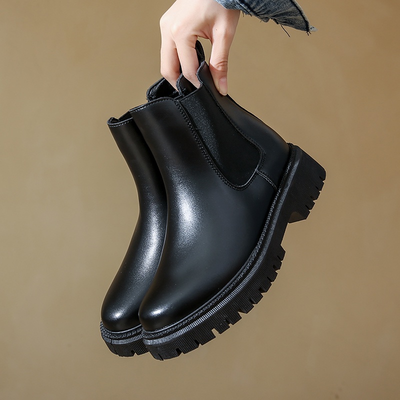 Giày bốt IELGY mũi tròn đế bằng thoải mái thời trang cho nữ