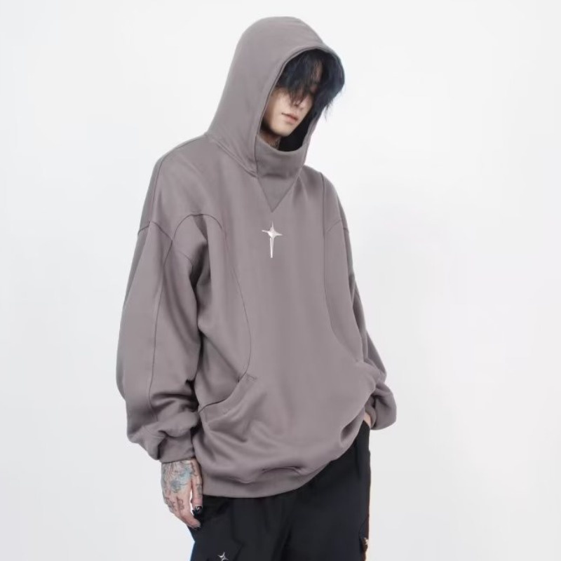 Áo hoodie Dáng Rộng Phối Màu Ánh Kim Thời Trang Đường Phố Mùa Thu Cho Nam