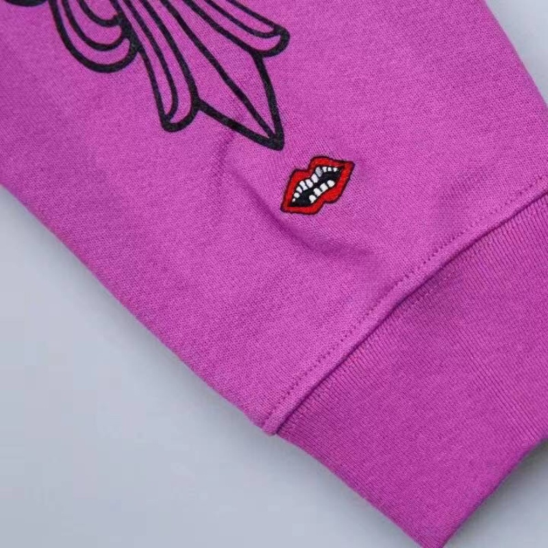Chr Áo Hoodie Dáng Rộng In Hình Nhện / Trái Tim graffiti Màu Tím Thương Hiệu ch Thời Trang Đường Phố Cao Cấp web Phong Cách unisex