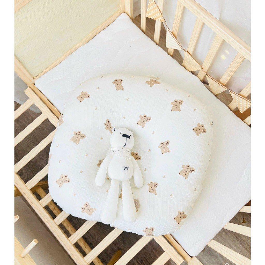 Gối Chống Trào Cho Bé Kích Thước 70*70cm Nặng 1.8-1.9kg Vải Đũi Gân Doomi Baby - HT659