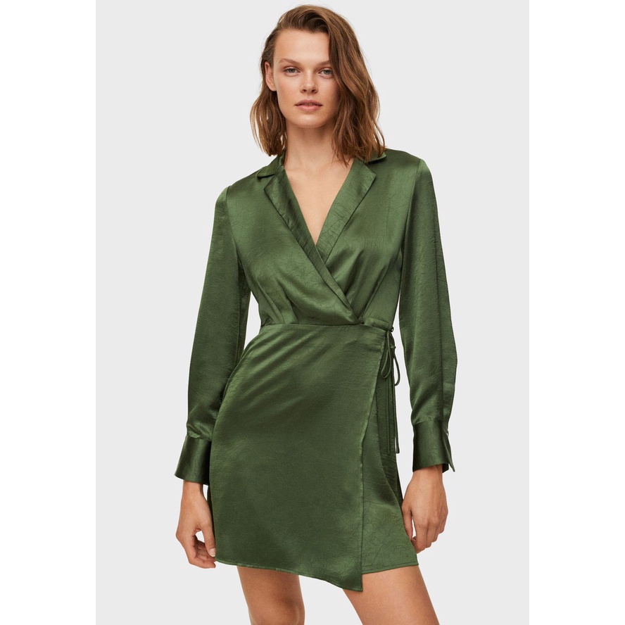 Đầm Đắp Tà Xanh Rêu M.a.n.g.o