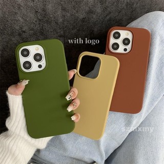 Ôp Điện Thoại Silicon Dẻo Màu Xanh Lá / Nâu Sang Trọng Chống Rơi Cho iphone 15 14 13 12 11 pro max 15plus Ốp
