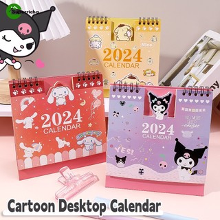 Sanrio lịch để bàn 2024 mini hình hello kitty kuromi melody năm mới đáng yêu